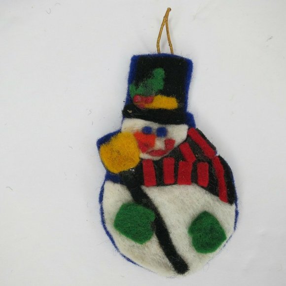 Lot of 5 Vintage Felt Christmas Ornaments - Hand Made, Glued, Flat - Bear, Santa - Picture 6 of 9